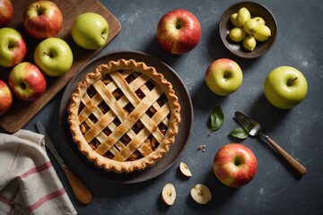 Apple and quince lattice pie