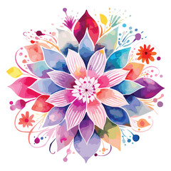 Watercolor mandala floral design vector