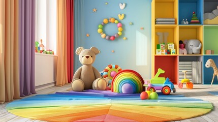 Fototapeta premium Children room interior with a lot of multicolored toys --ar 16:9 --v 6.0 - Image #2 @kashif320