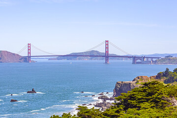 Golden Gate Bridge, San Francisco, California, USA. Wide angle shot