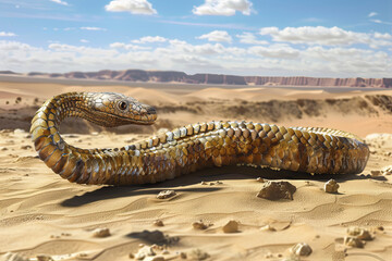 Venomous boomslang snake in the desert, Africa, AI generated