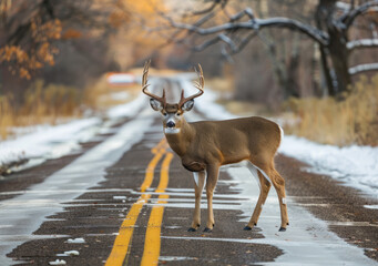 A whitetailed buck crossing the road in front of you is one of nature's most captivating and...