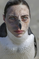 Penguin with a woman’s head, AI generated