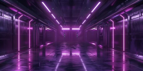 Sci Fi Futuristic Smoke Fog Neon Laser Garage Room,blue pink violet neon abstract background,ultraviolet light,night club Cyber Undergound Warehouse Concrete Reflective Studio,3D Render illustration