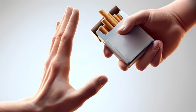 Hand is refusing the cigarette offer concept of stop smoking concept for No  Tobacco day