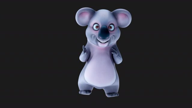 Fun 3D cartoon koala dancing (with alpha channel included)