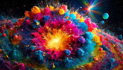 Colorful big bang in space - obrazy, fototapety, plakaty
