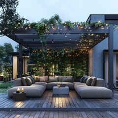 Luxurious Outdoor Dining Area with Contemporary Sophistication

