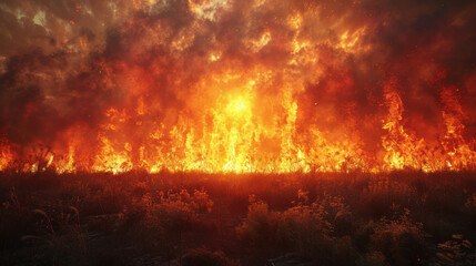 A wildfire burns through a forest, destroying everything in its path.