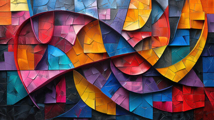 Fototapeta premium a colorful mosaic artwork with a variety of colors and patterns abstract background .