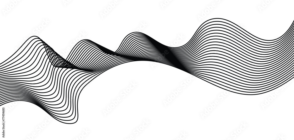 Poster abstract lines on white background. wave, twisted curve lines with blend effect.