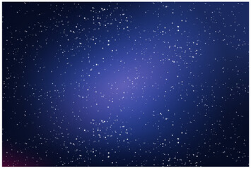 Starry night sky and galaxy glow, nebula in cosmos,  outer space background, vector
