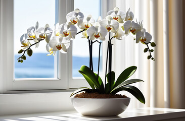 flowers in the window, orchid