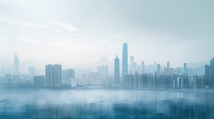 Fototapeta na wymiar Hazy skyline background of buildings,created with Generative AI tecnology.