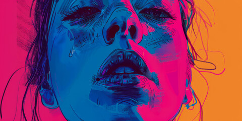 Fototapeta premium Colorful abstract woman illustration in vibrant style