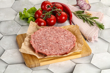 Raw beef uncooked burger cutlet