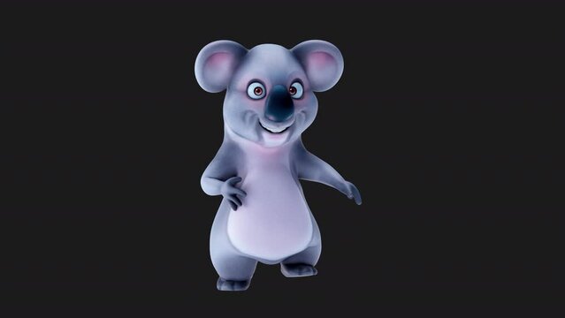 Fun 3D cartoon koala dancing (with alpha channel included)