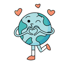 vector illustration of happy earth characters, for design needs to commemorate Earth Day. white background