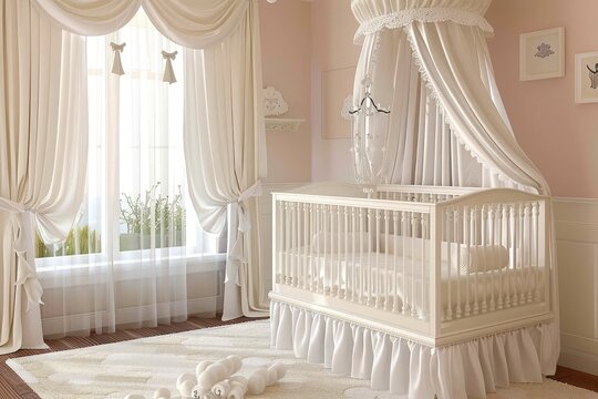 Light baby room interior with crib --ar 3:2 --v 6.0 - Image #1 @kashif320