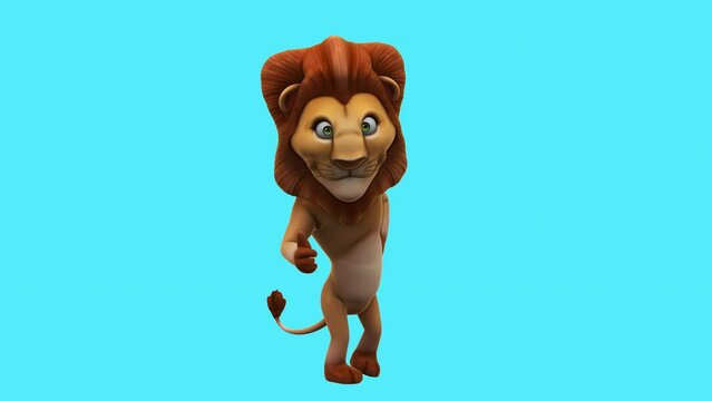 Fun 3D cartoon lion with thumbs up and down (with alpha channel included)