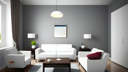 interior of a living room with white sofa
