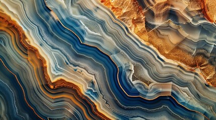 Agate slice, extreme magnification, layered and smooth, displaying a spectrum of earth tones in a delicate pattern , cinematic
