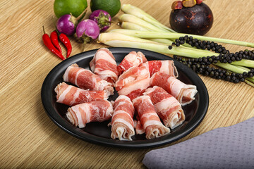 Raw beef bacon for grill