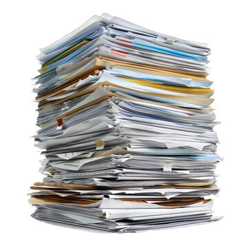 stack of documents isolated