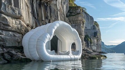 Inflatable buildings, portable and lightweight, for emergency or transient use, practical and ephemeral in various landscapes