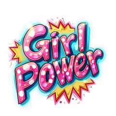 Girl Power slogan, lettering, isolated on white background