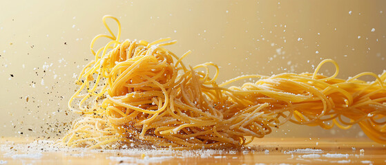 Spaghetti that spells out abstract concepts and surreal thoughts when thrown against the wall