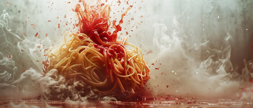 Spaghetti that spells out abstract concepts and surreal thoughts when thrown against the wall