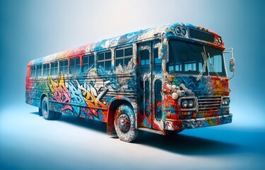 A bus with a graffiti theme