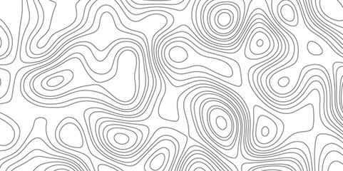 Modern Abstract topographic contours 3d map background. White background with topographic wavy pattern design. Black on white contours vector topography stylized height of the lines. - obrazy, fototapety, plakaty