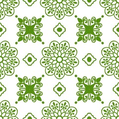seamless pattern with green mandalas