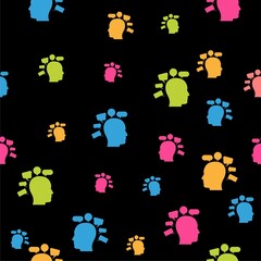 Head Thinking logo sign seamless pattern on black