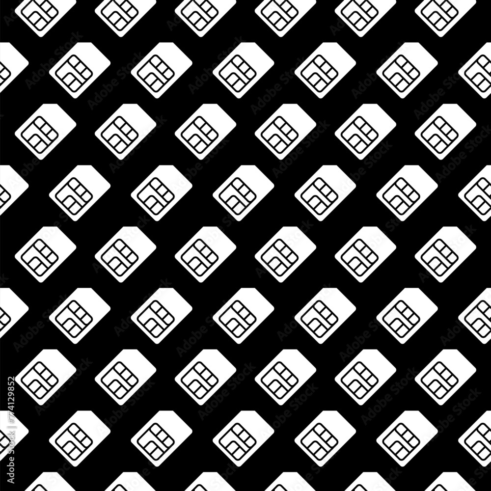 Poster sim card icon seamless pattern isolated on black background