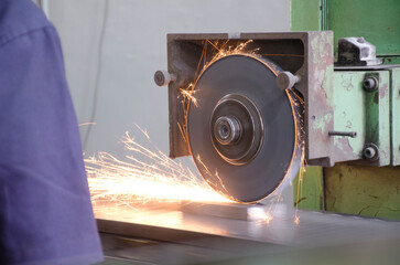 Industrial process in a metal workshop.