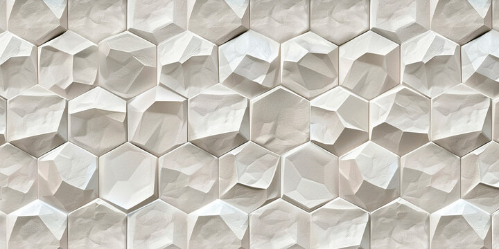 Gypsum 3D panels in the shape of a honeycomb, white