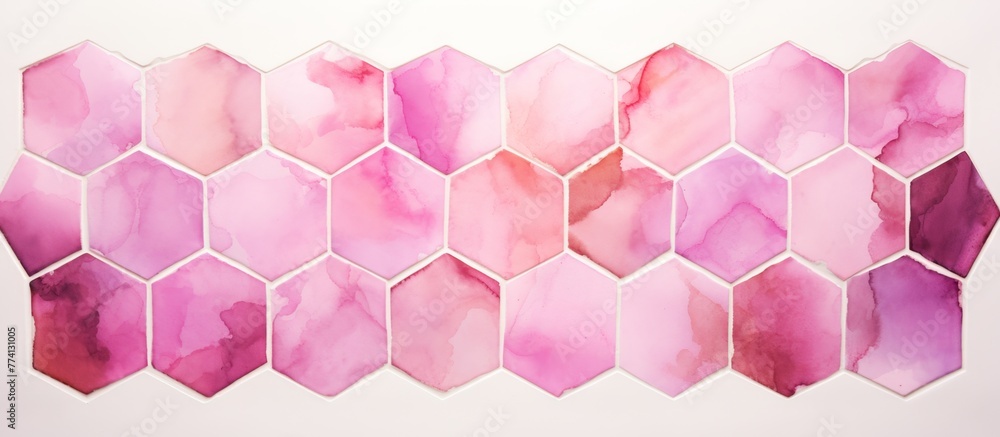 Canvas Prints Pink and purple tile in close-up view, set against a plain white background creating a vibrant contrast