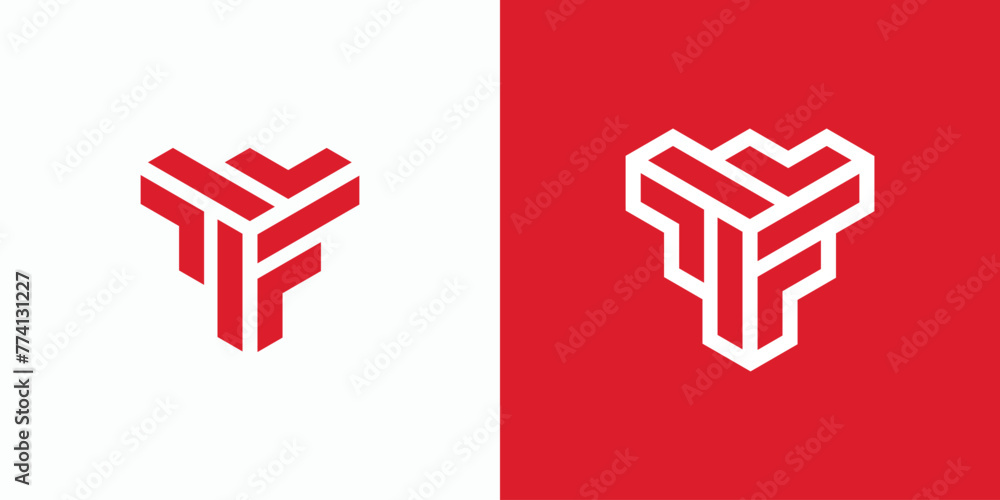 Poster vector logo design of the initials f rotating in a triangular shape with a modern, simple, clean and
