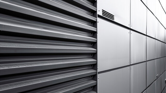 Modern Louvered Facade in Monochromatic Tones. Generative ai