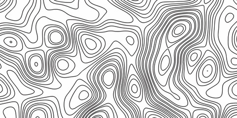 Modern Abstract topographic contours 3d map background. White background with topographic wavy pattern design. Black on white contours vector topography stylized height of the lines. - obrazy, fototapety, plakaty
