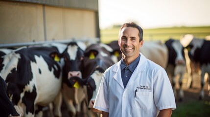 A Smiling Veterinarian at Dairy Farm