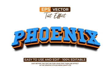 Phoenix Text Effect Sport 3D Curved Style.