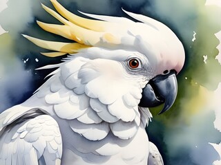 cockatoo bird portrait watercolor painting