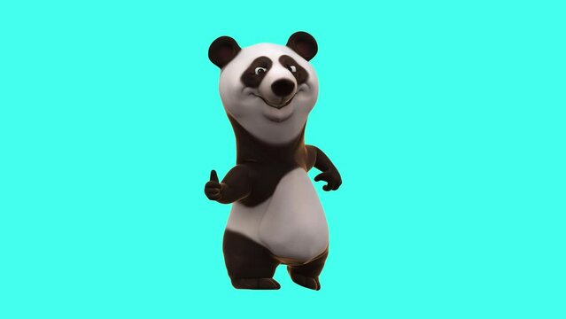 Fun 3D cartoon panda with thumbs up and down (with alpha channel included)