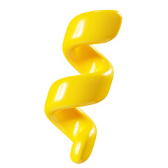 Birthday party popper yellow confetti streamer element. 3d render illustration.