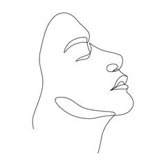 Face Line Art Vector , Woman Line Drawing Sketch Illustration