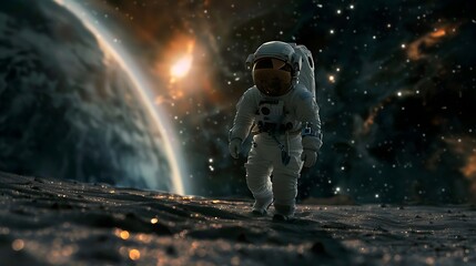 astronaut on the moon.  cosmonaut day